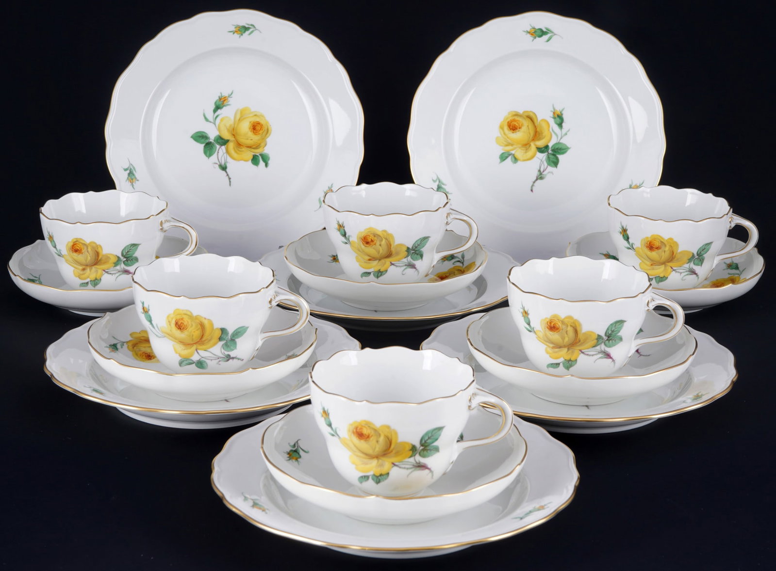 Meissen Yellow Rose 6 coffee places settings, (1 of 3)