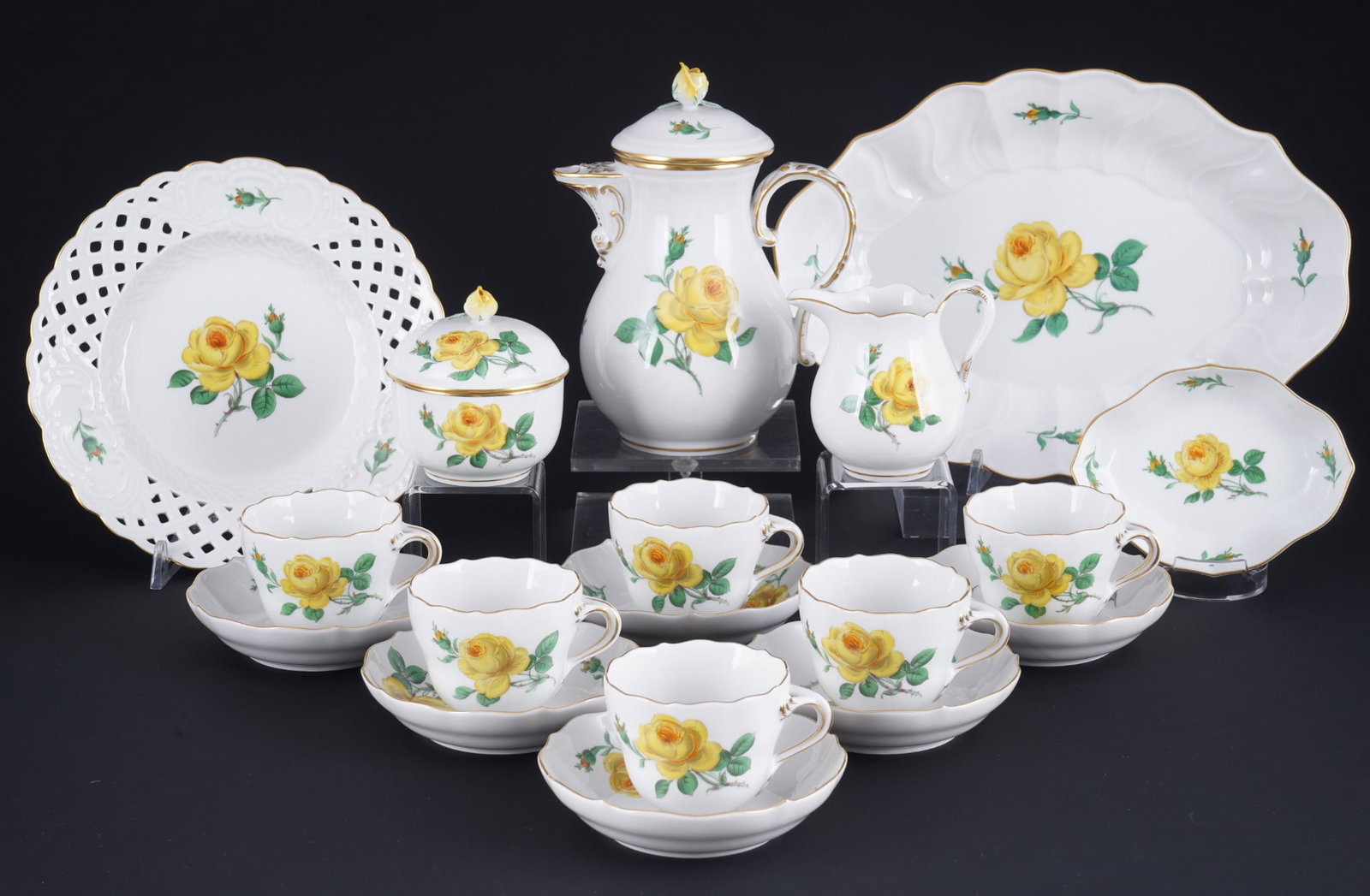 Meissen Yellow Rose mocha service for 6 persons, (1 of 8)