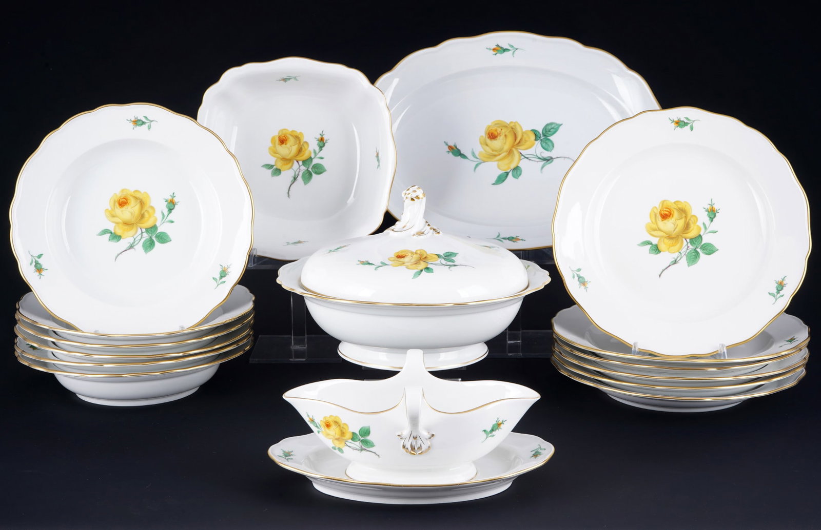 Meissen Yellow Rose dinner service for 6 persons, (1 of 5)