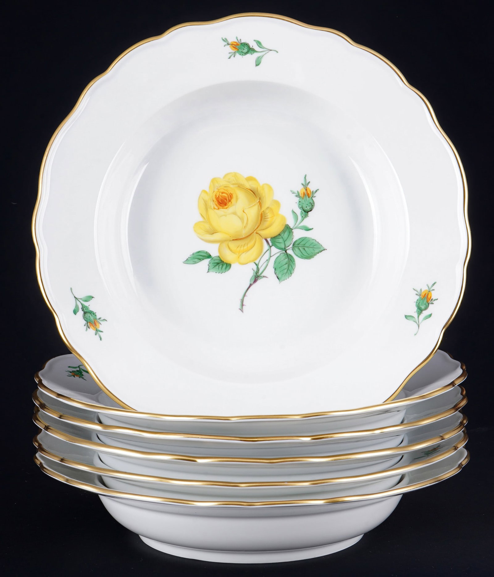 Meissen Yellow Rose 6 soup plates, (1 of 5)