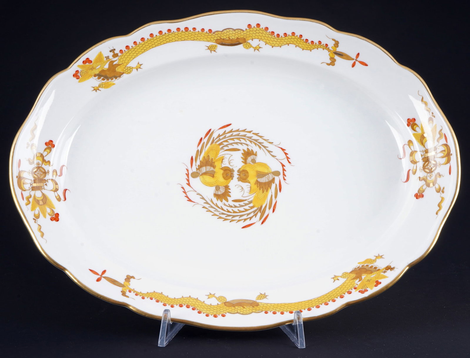 Meissen Court Dragon Yellow 2 platters 1st choice, (1 of 3)