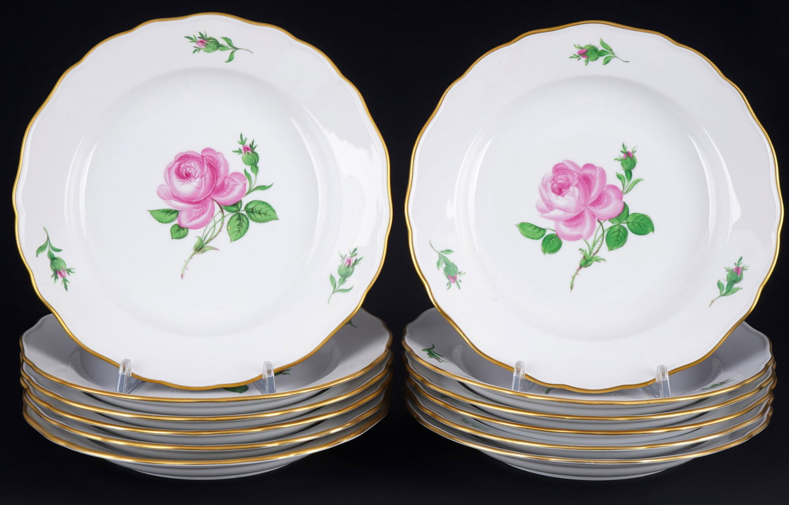 Meissen Red Rose 12 dessert plates, (1 of 3)