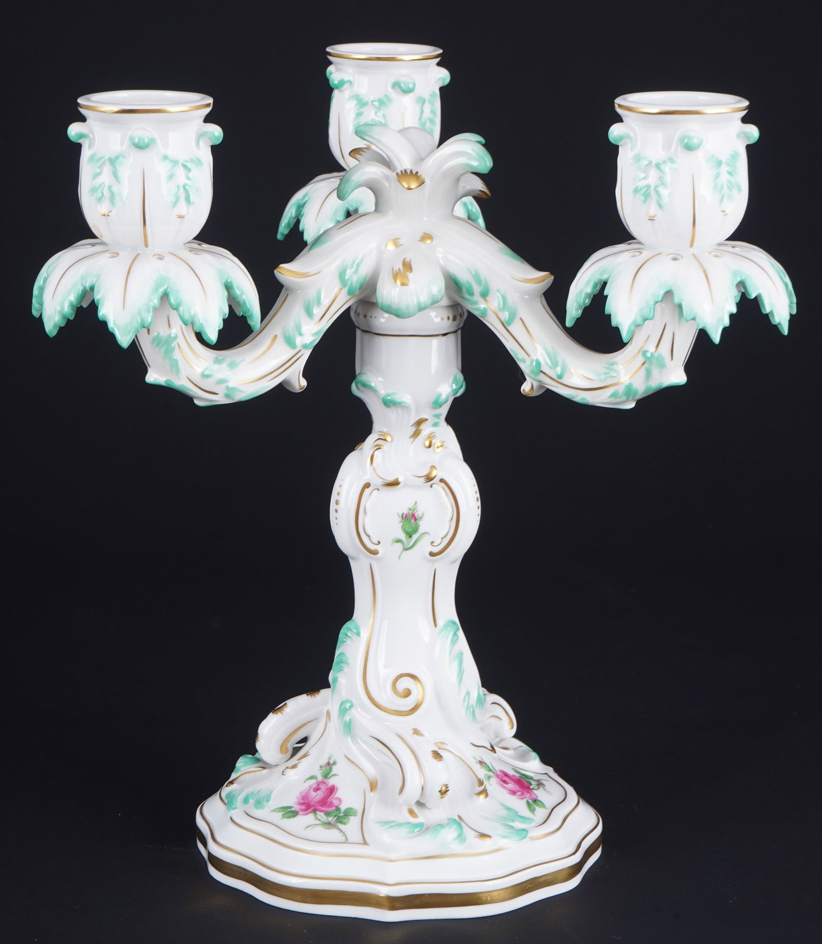 Meissen Red Rose large candlestick 1st choice, (1 of 4)
