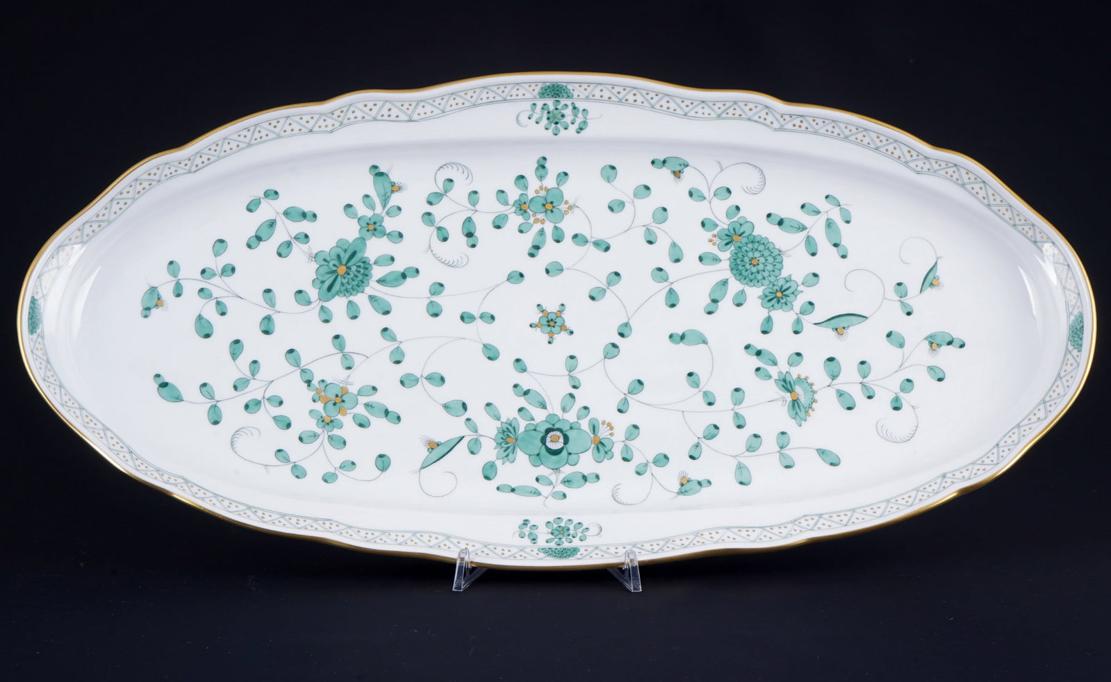 Meissen Indian Green Rich large fish platter 1st choice, (1 of 3)
