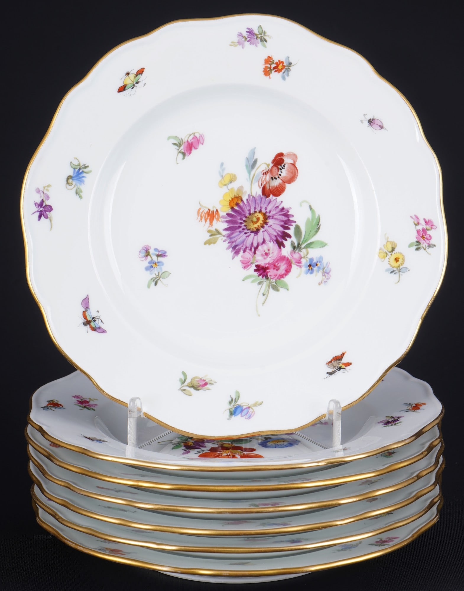 Meissen Flower Bouquet 7 dessert plates, (1 of 3)