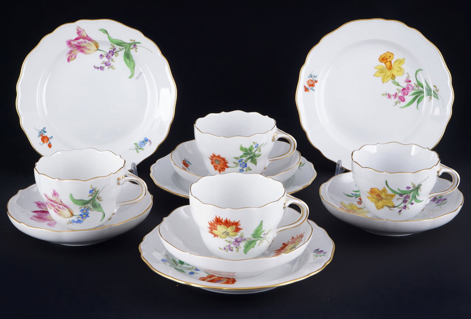 Meissen Flowers 4 coffee place settings, (1 of 3)
