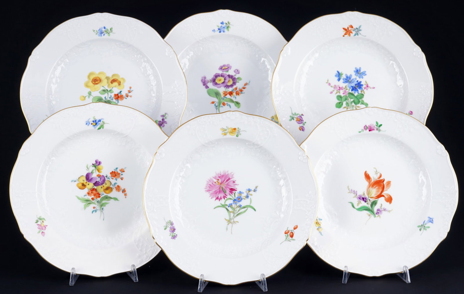 Meissen Flowers New Marseille 6 dessert plates, (1 of 5)