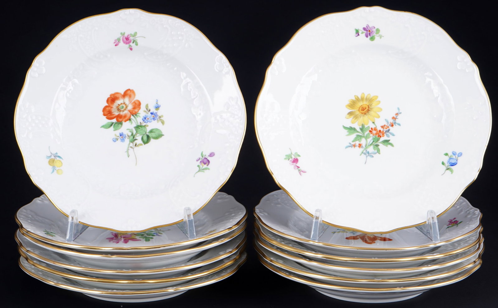 Meissen Flowers New Marseille 12 dessert plates, (1 of 3)