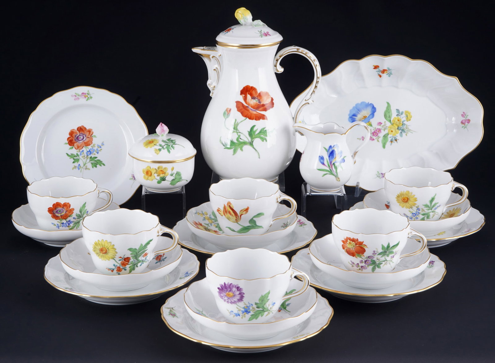 Meissen Flowers coffee service for 6 persons 1st choice, (1 of 8)