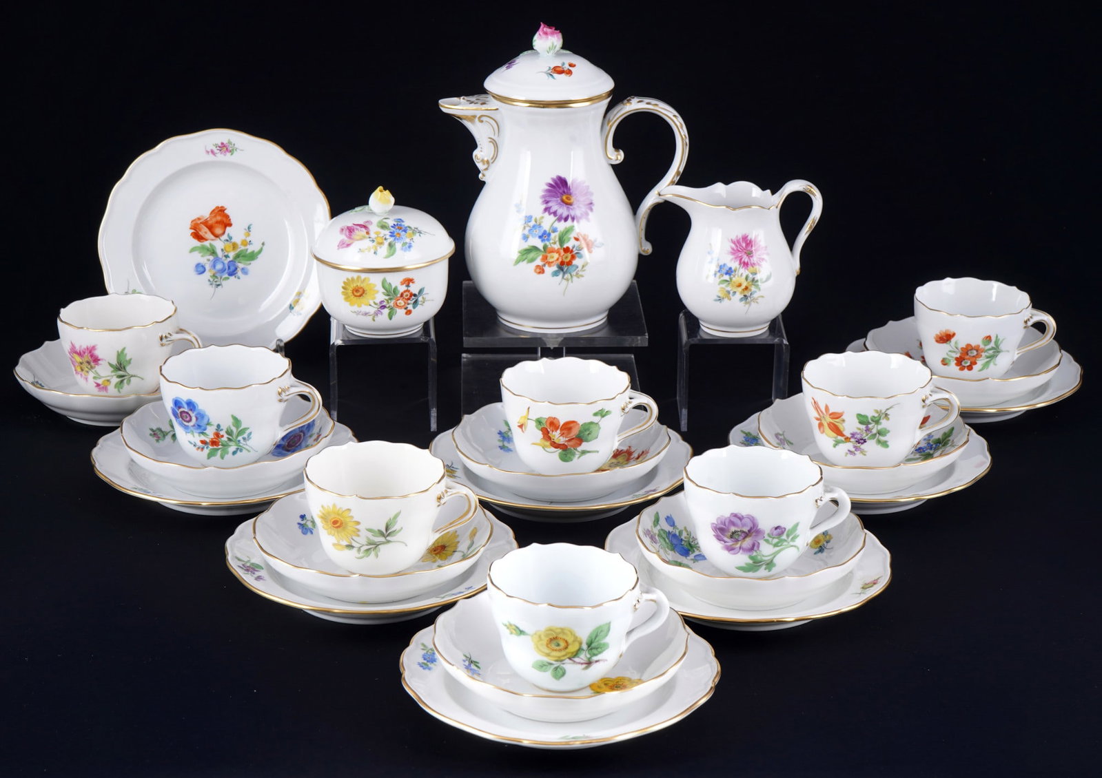 Meissen Flowers mocha service for 8 persons, (1 of 5)