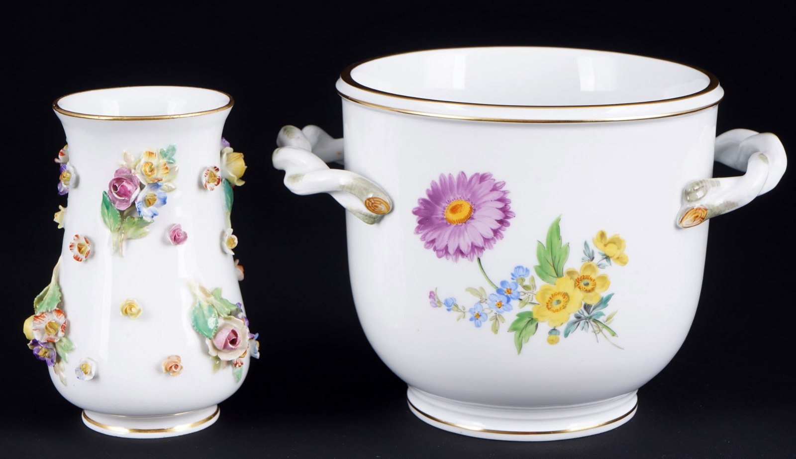 Meissen Flowers planter and vase with applied blossoms 1st choice, (1 of 9)