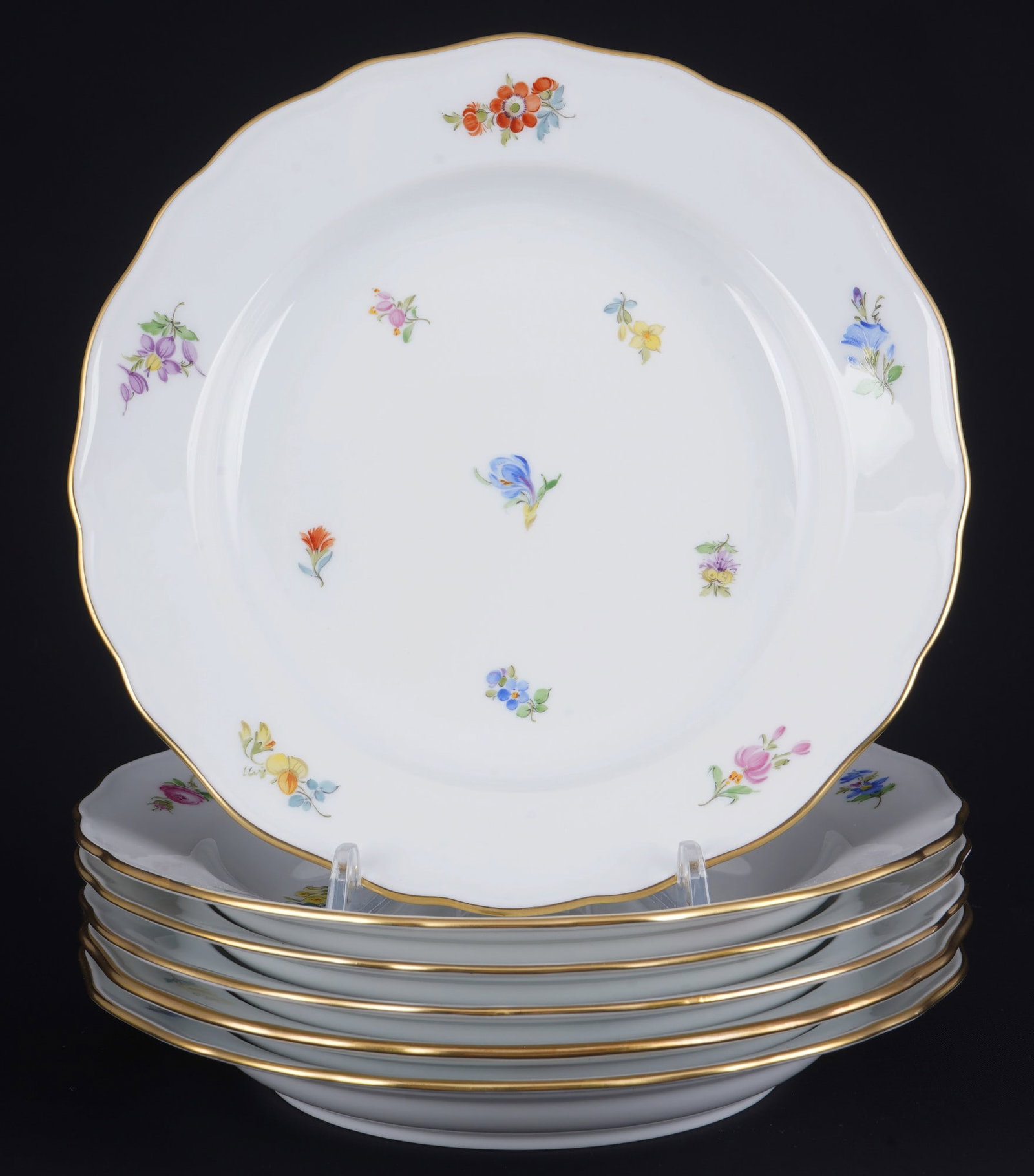 Meissen Strewn Flowers 6 dessert plates, (1 of 3)