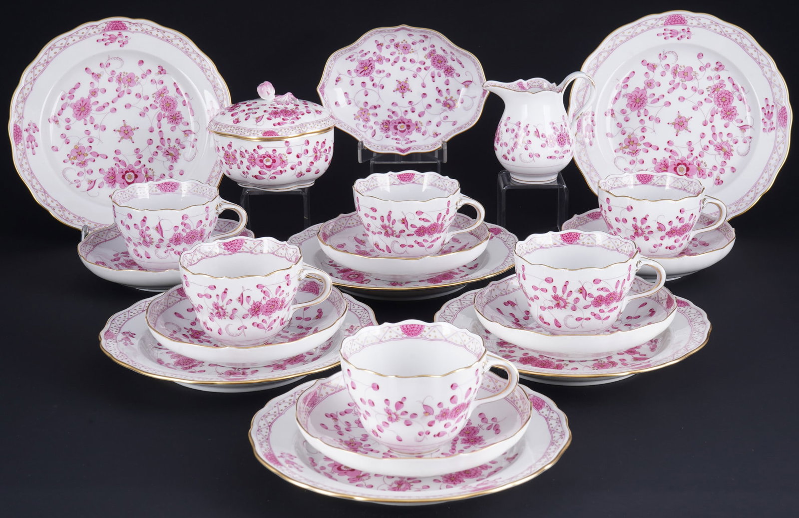 Meissen Indian Purple Rich 6 coffee place settings with milk jug and sugar bowl 1st choice, (1 of 5)