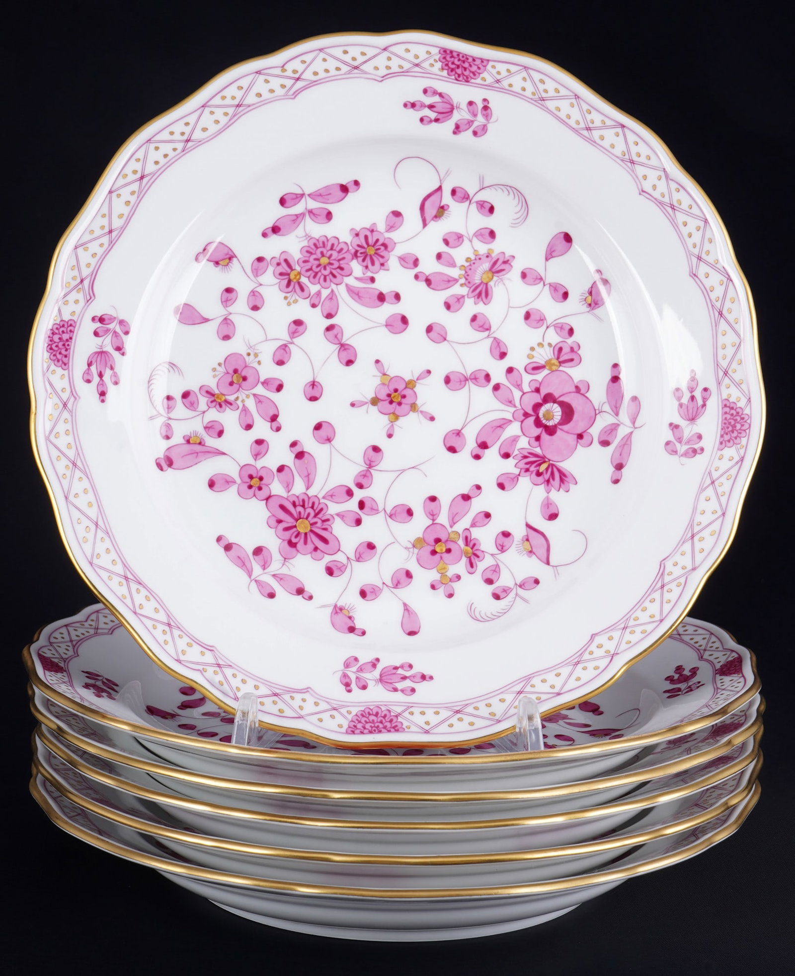 Meissen Indian Purple Rich 6 dessert plates 1st choice, (1 of 3)