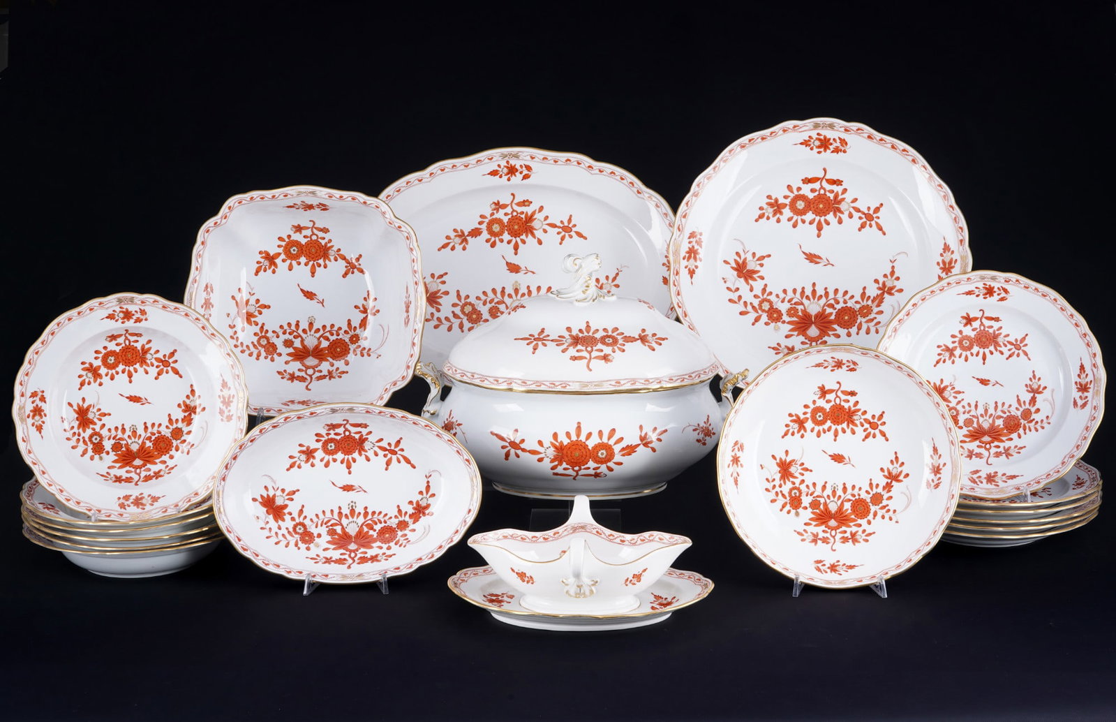 Meissen Indian Coral dinner service for 6 persons 1st choice, (1 of 5)