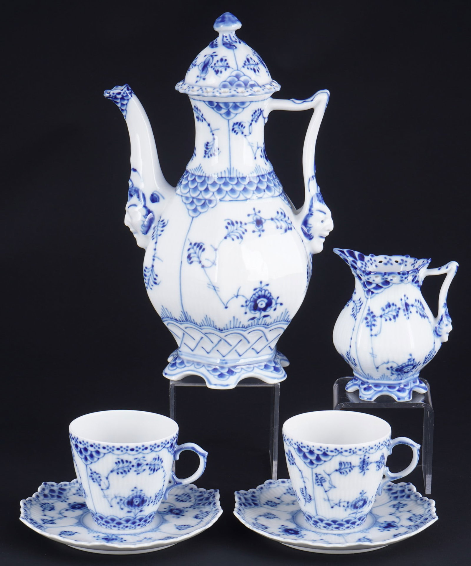 Royal Copenhagen Musselmalet Full Lace mocha set for 2 persons, (1 of 5)