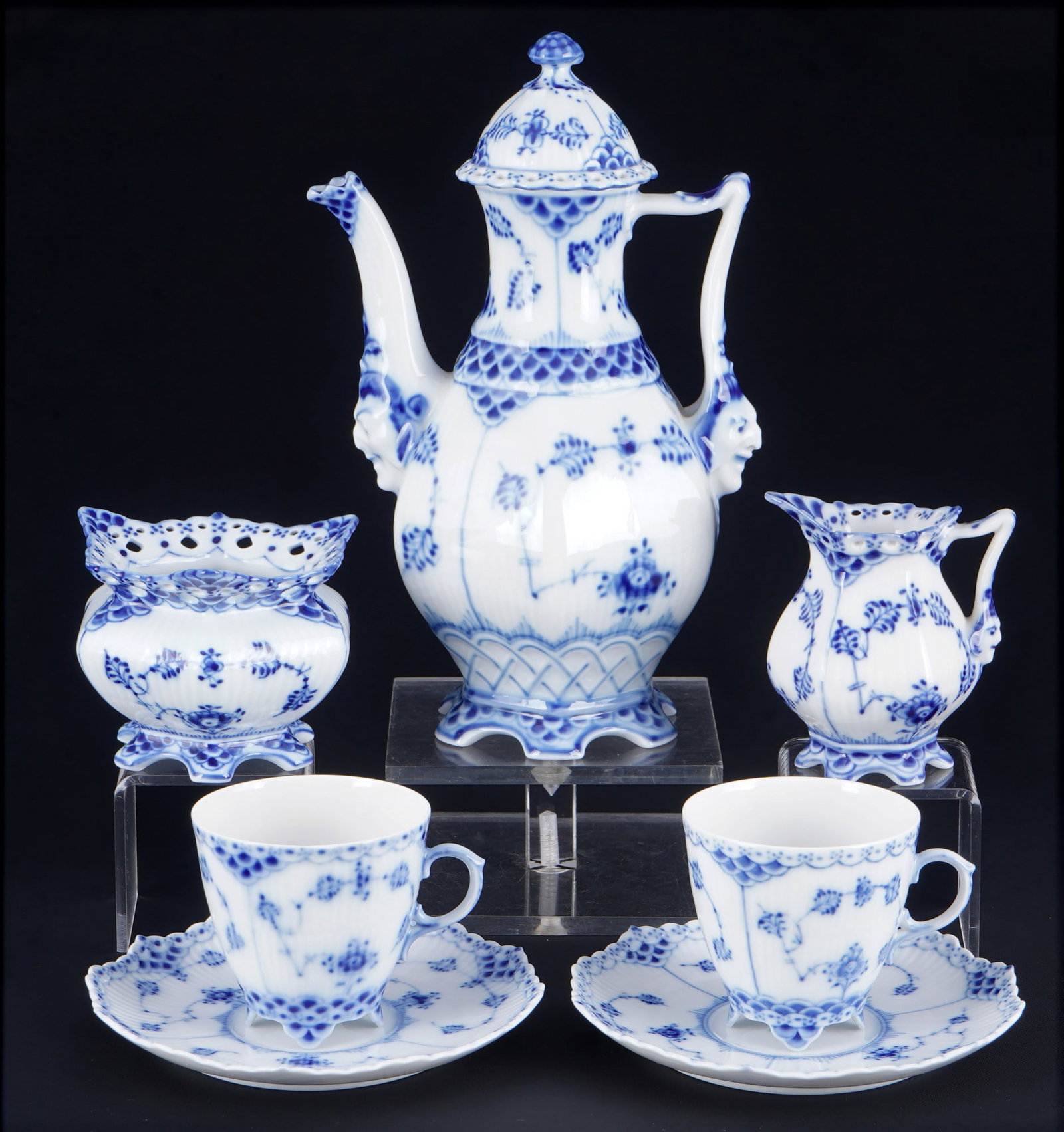 Royal Copenhagen Musselmalet Full Lace mocha tete a tete, (1 of 5)
