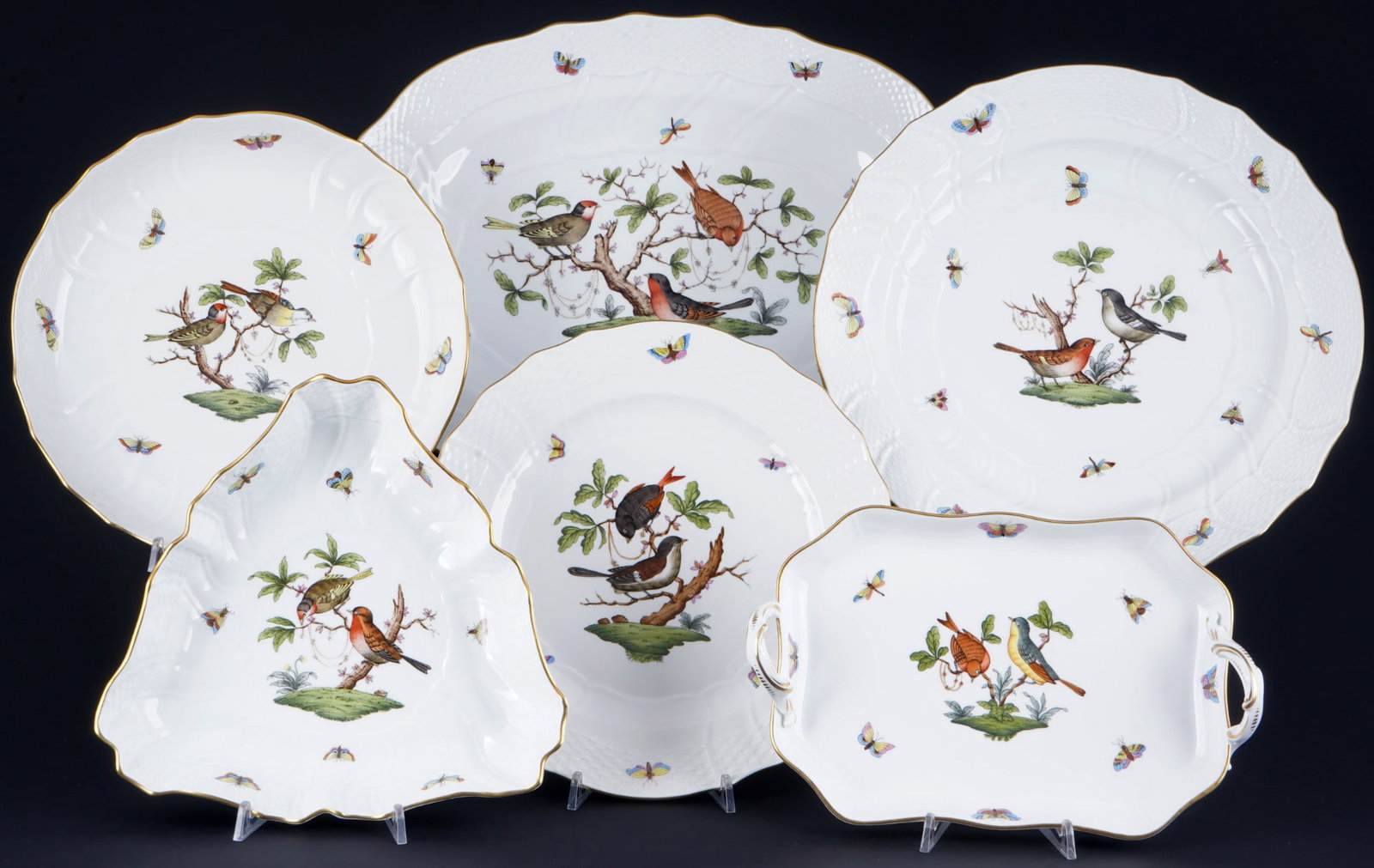 Herend Rothschild 3 bowls and 3 platters, (1 of 8)