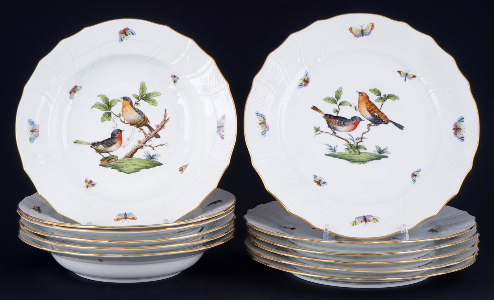 Herend Rothschild 6 dinner plates and 6 soup plates, (1 of 4)