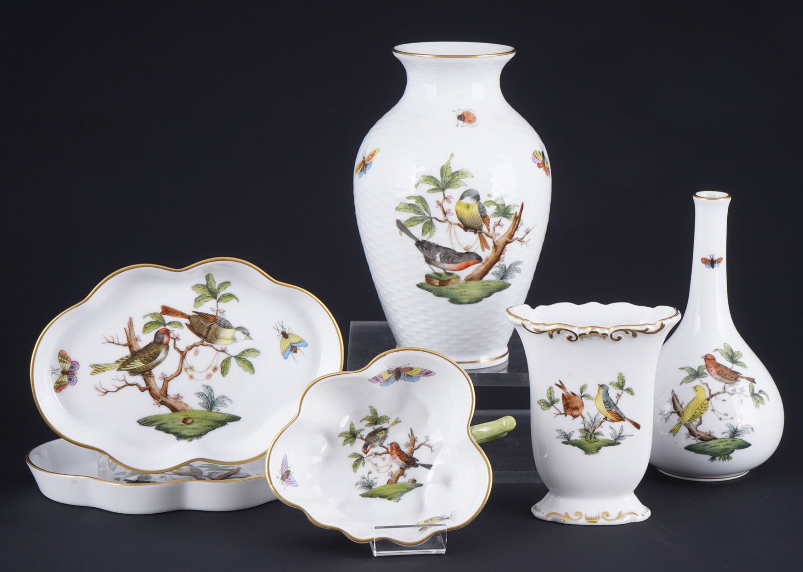 Herend Rothschild 6-piece decorative porcelain, (1 of 7)