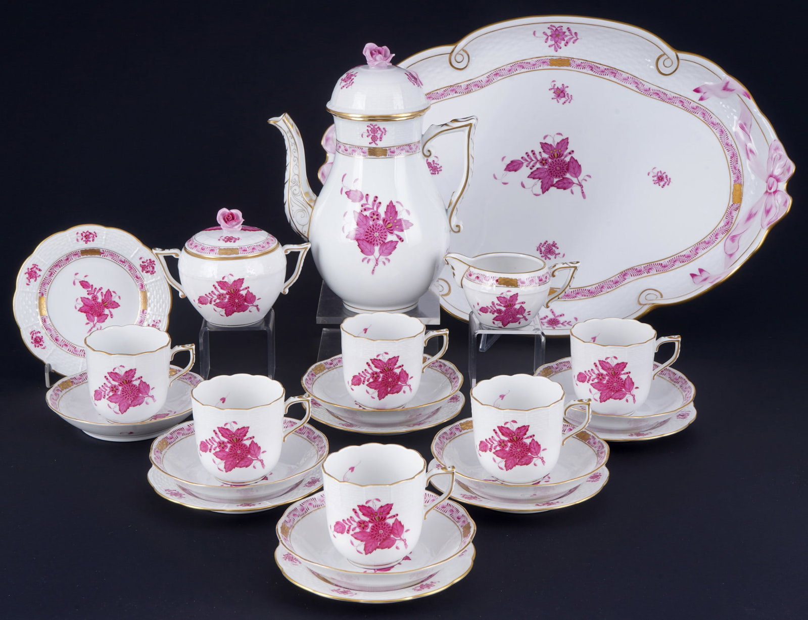 Herend Apponyi Purple mocha service for 6 persons, (1 of 7)