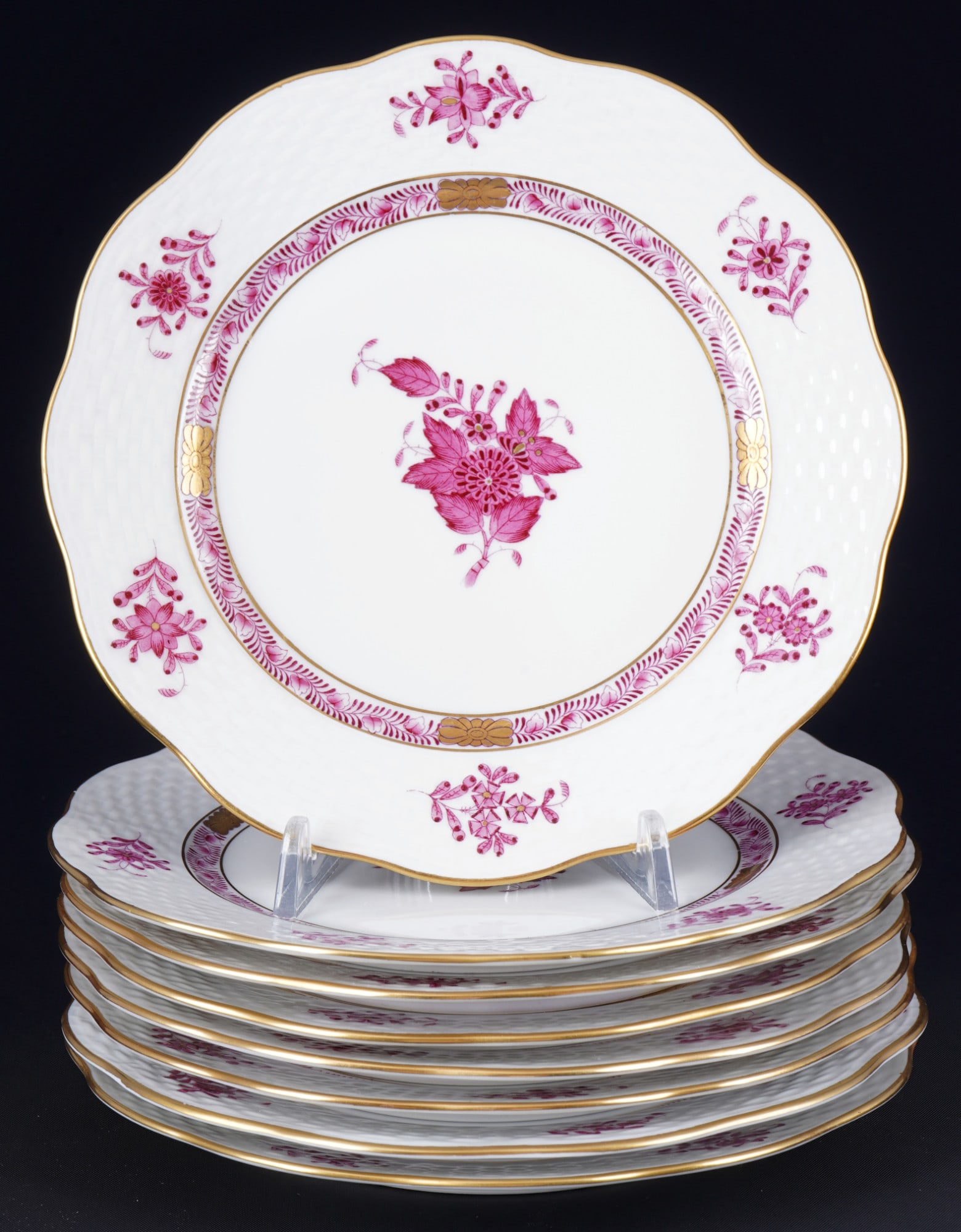 Herend Apponyi Purpur 8 dessert plates, (1 of 3)