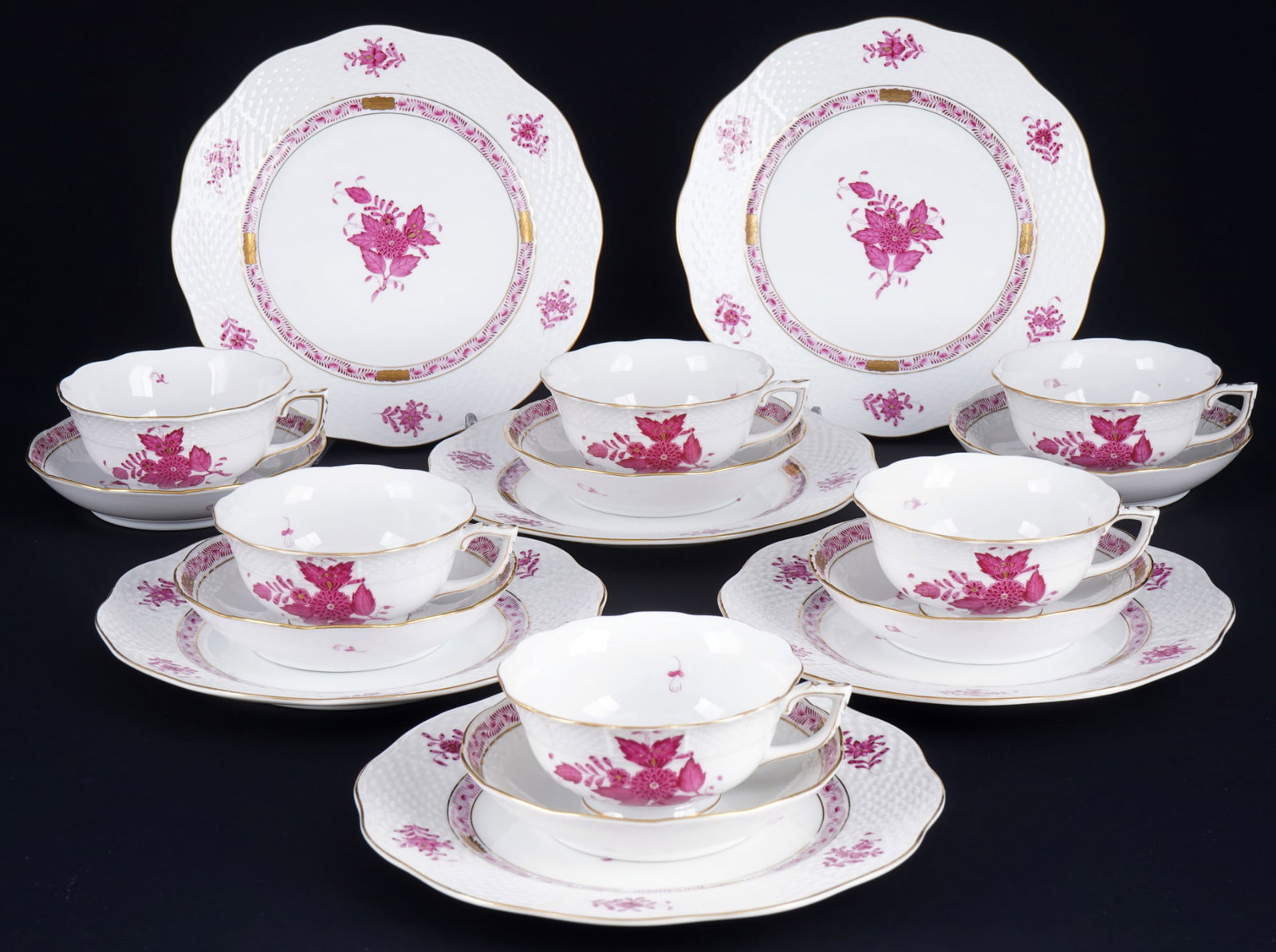 Herend Apponyi Purple 6 tea place settings, (1 of 3)