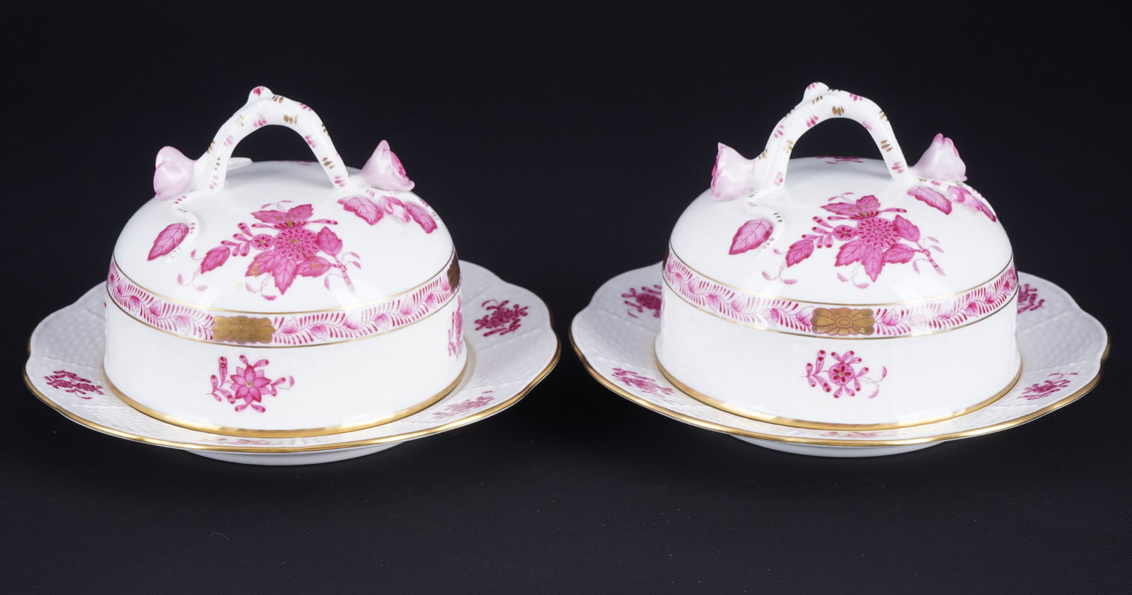 Herend Apponyi Purple 2 butter dishes, (1 of 3)