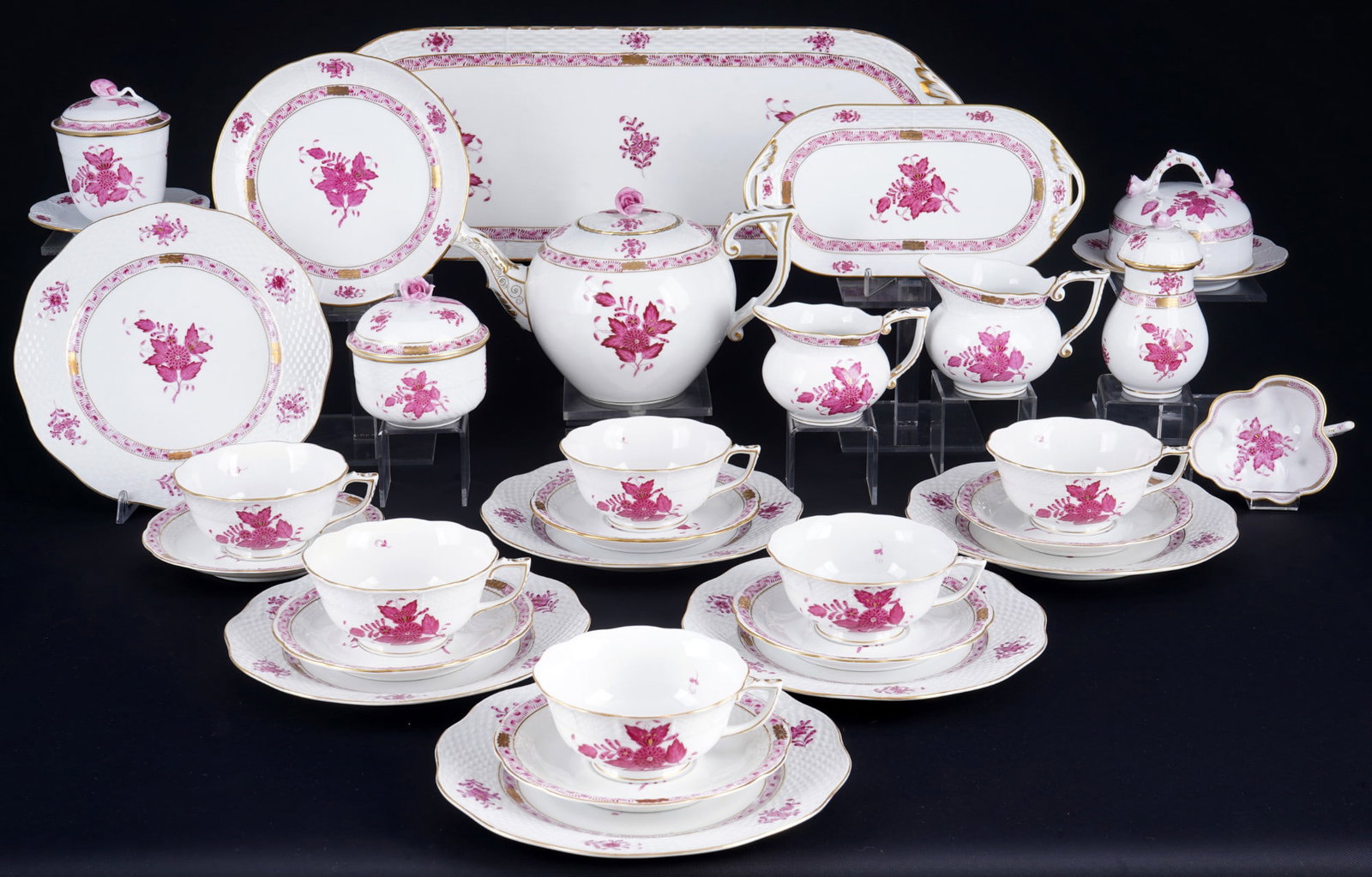 Herend Apponyi Purple tea service for 6 persons, (1 of 16)