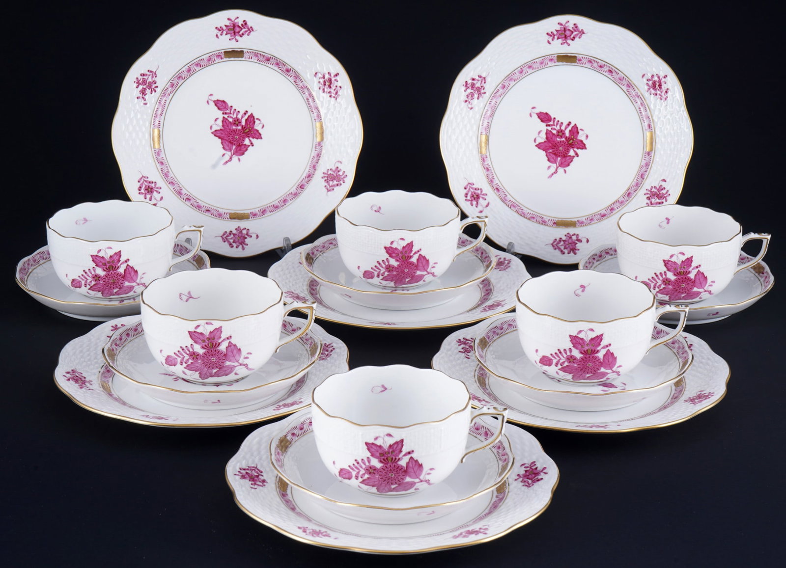 Herend Apponyi Purple 6 tea place settings, (1 of 3)