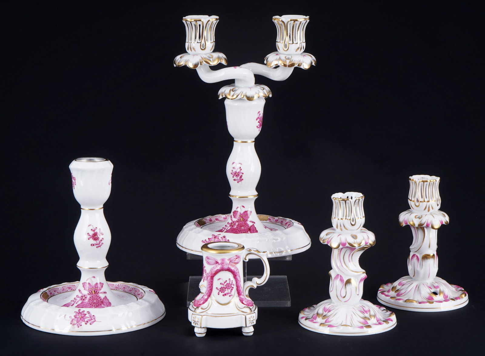 Herend Apponyi Purple 5 candlesticks, (1 of 6)