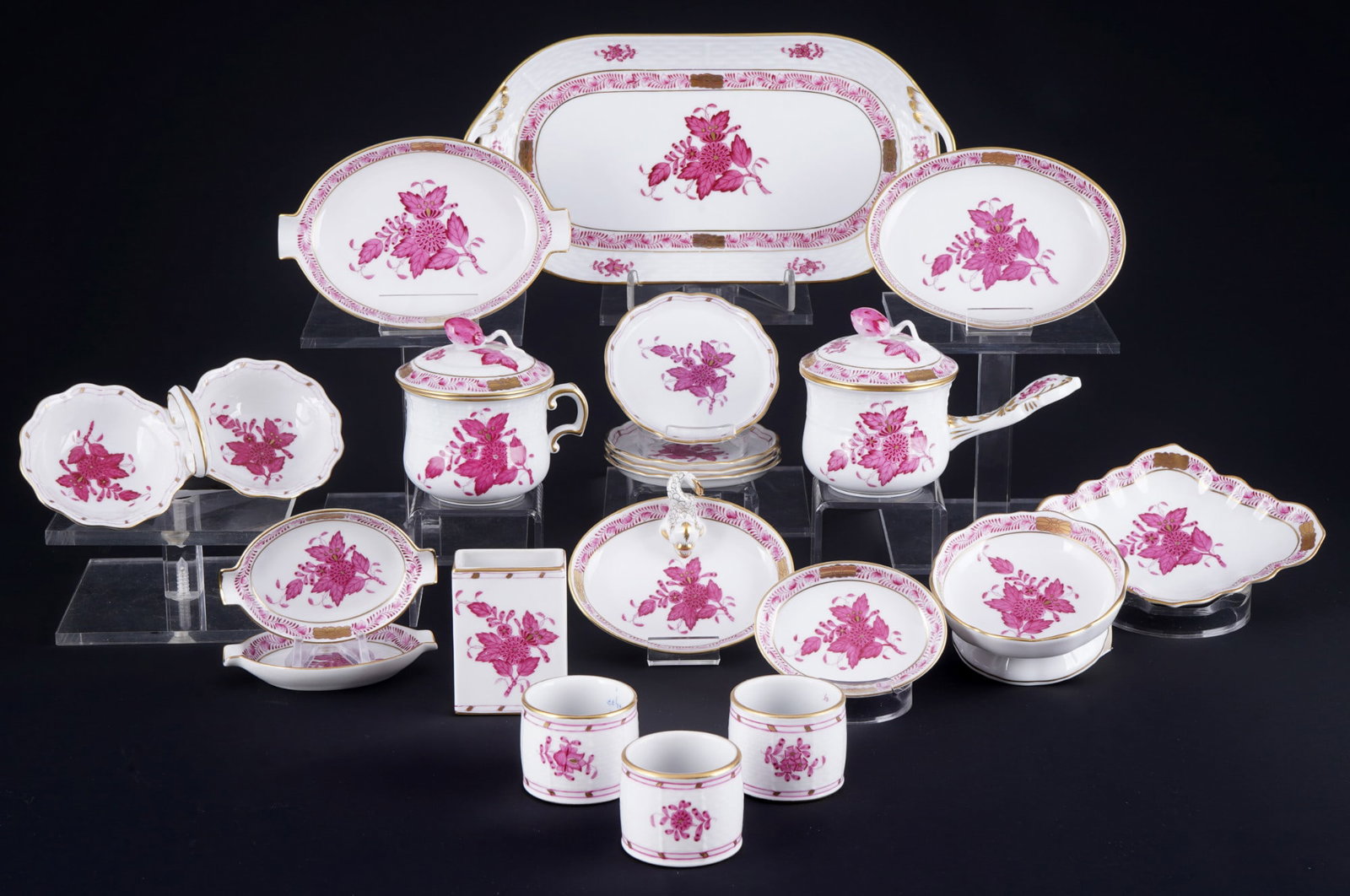 Herend Apponyi Purple 20-piece decorative porcelain, (1 of 15)