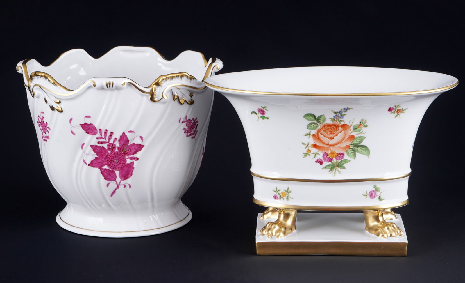 Herend Apponyi Purple / Bouquet planter and paw vase, (1 of 6)