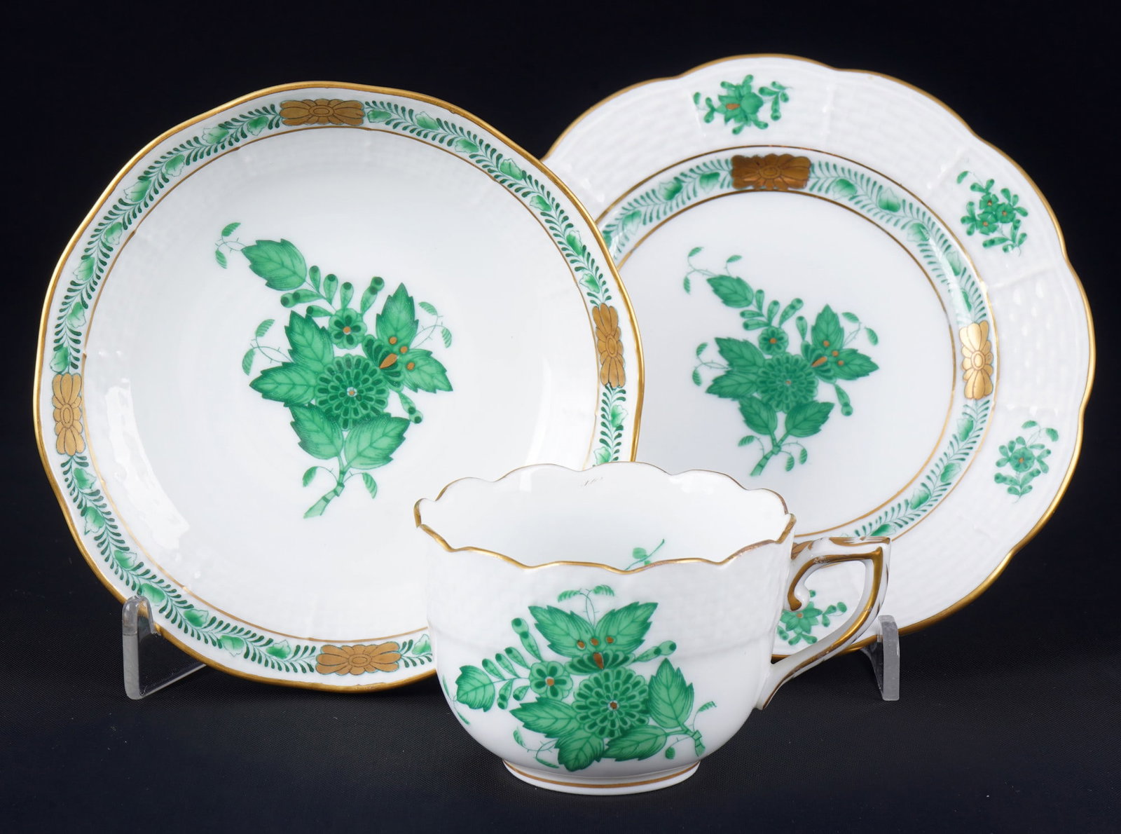 Herend Apponyi Vert 6 mocha place settings, - 2