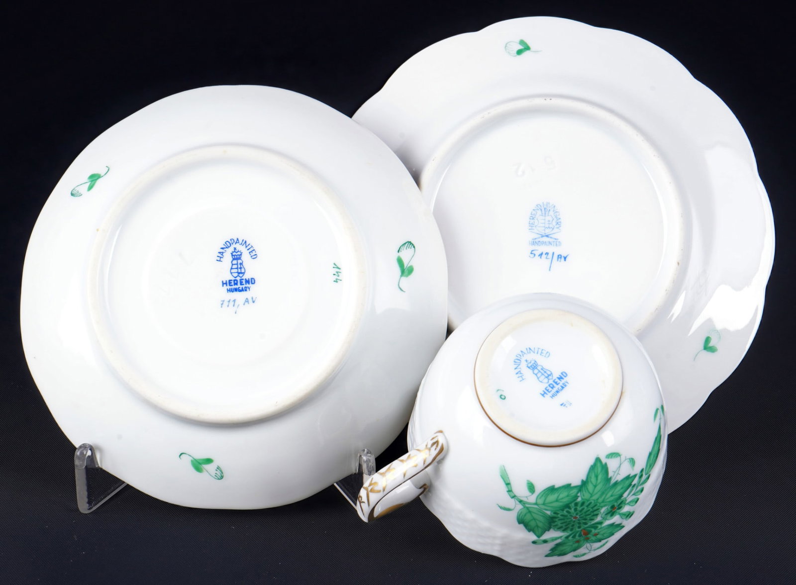Herend Apponyi Vert 6 mocha place settings, - 3