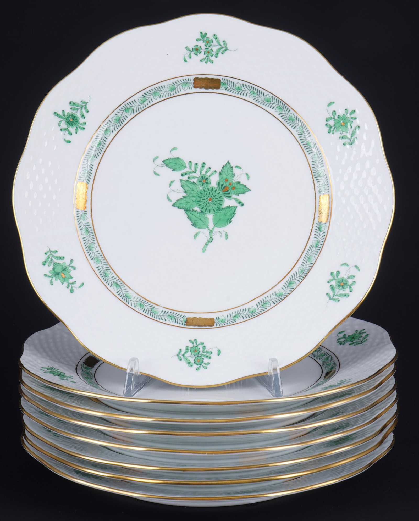Herend Apponyi Vert 8 dessert plates, (1 of 3)