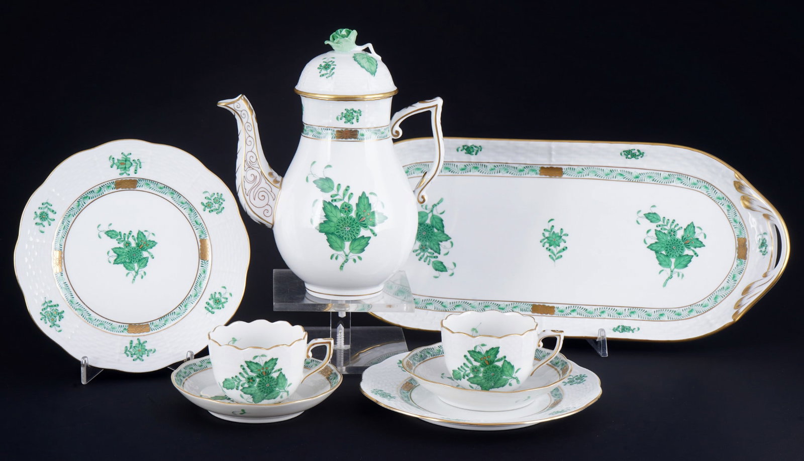 Herend Apponyi Vert mocha set for 2 people, (1 of 6)