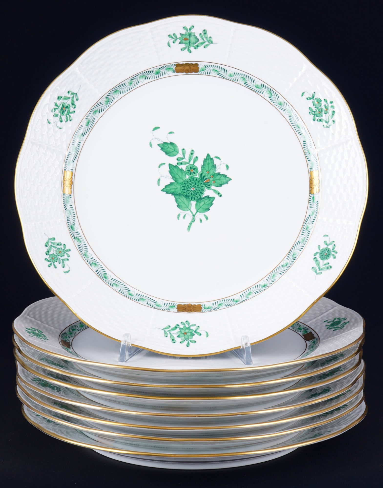 Herend Apponyi Vert 8 dinner plates, (1 of 3)