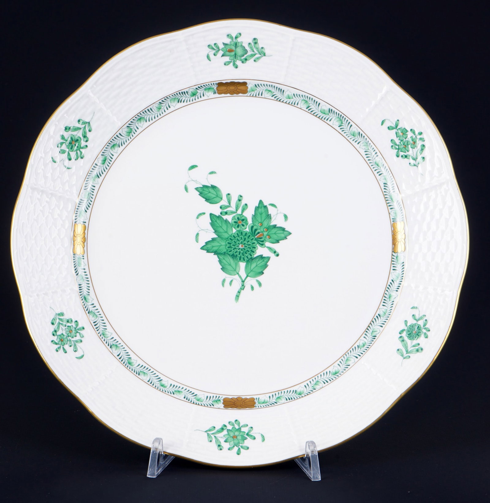 Herend Apponyi Vert 8 dinner plates, - 2