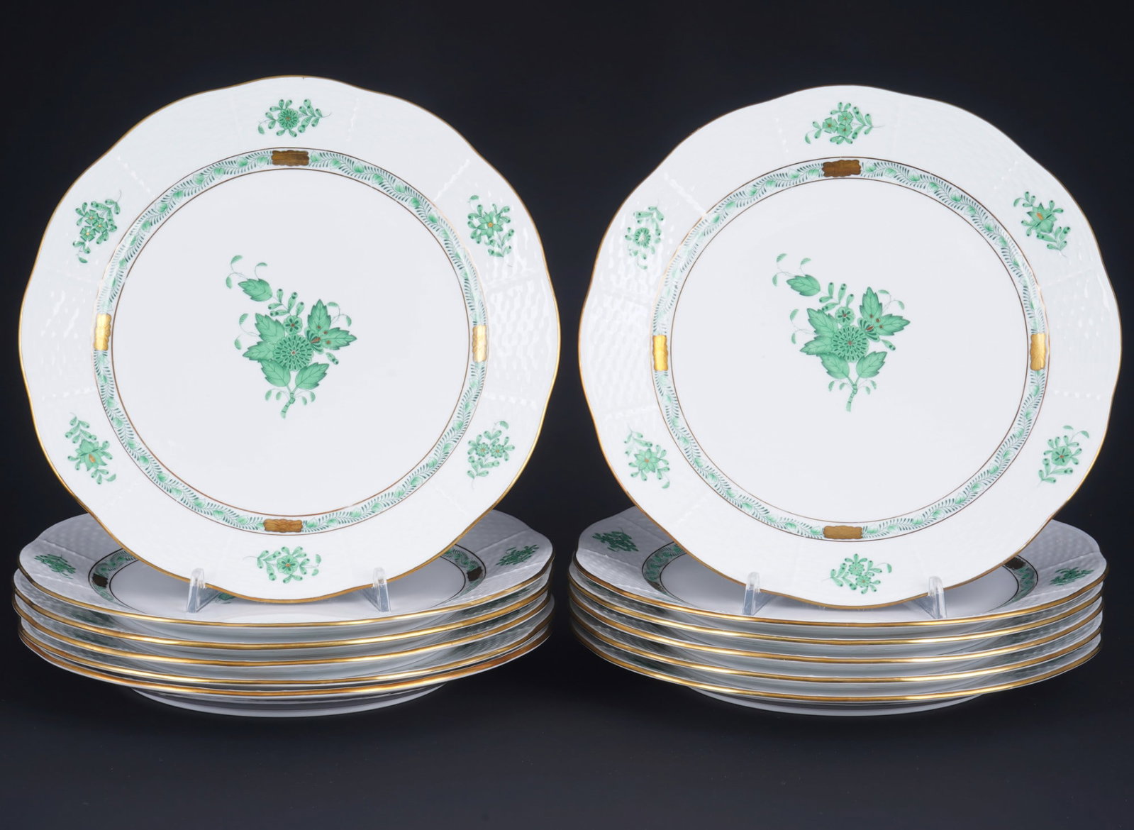 Herend Apponyi Vert 12 dinner plates, (1 of 3)