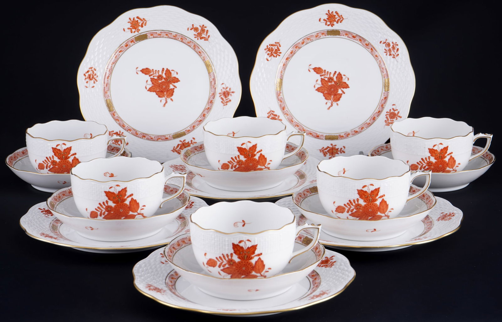Herend Apponyi Orange 6 tea place settings, (1 of 3)