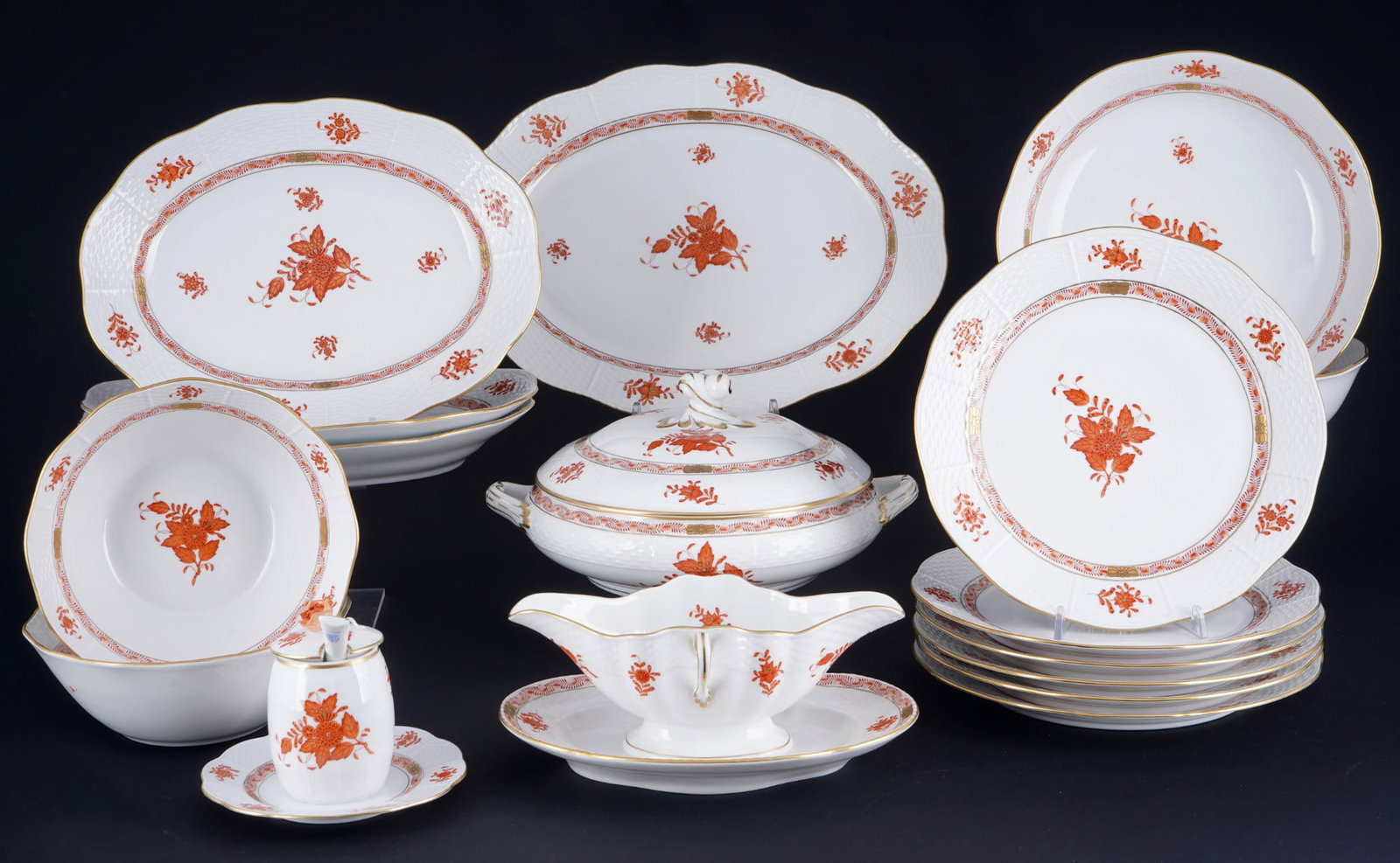 Herend Apponyi Orange dinner service for 6 persons, (1 of 5)