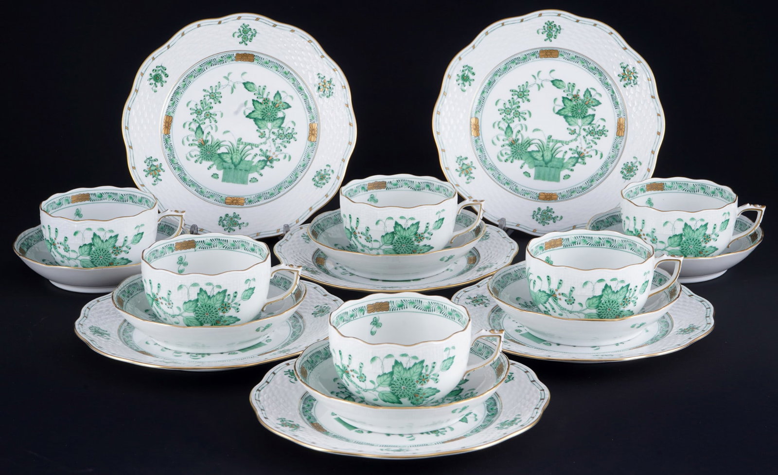 Herend Fleurs des Indes Vert 6 coffee place settings, (1 of 3)