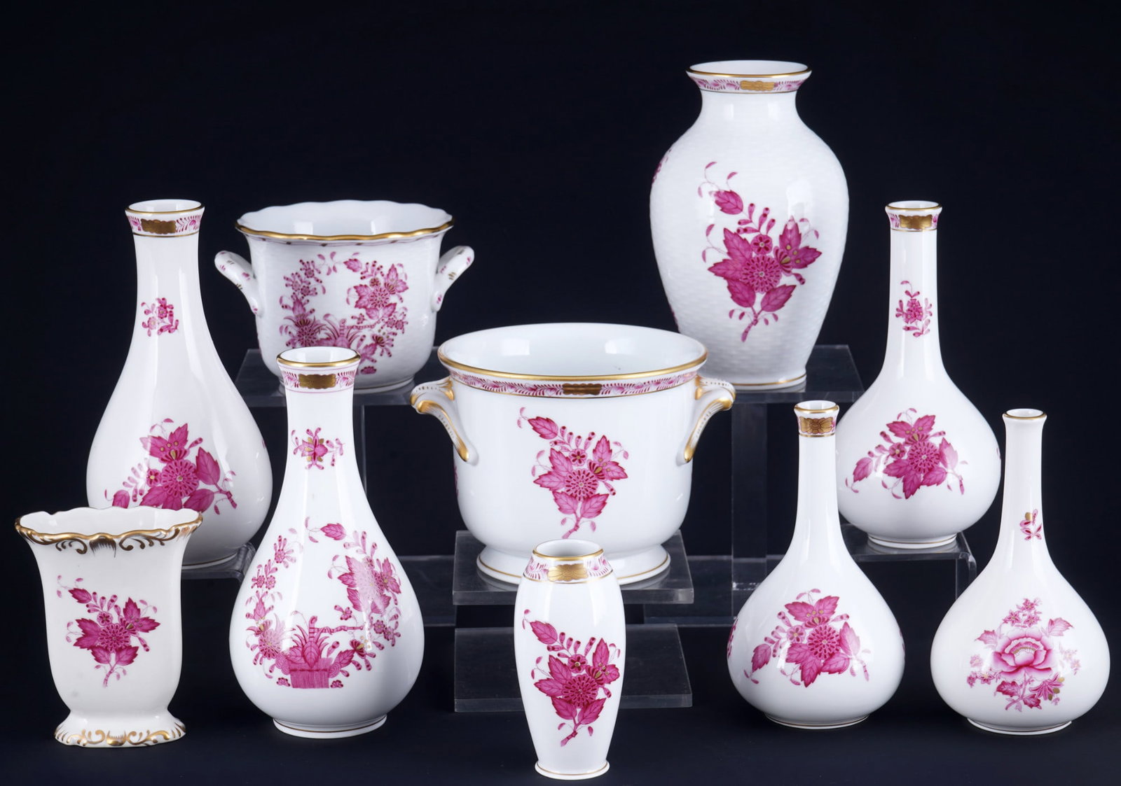 Herend Mix 8 vases and 2 planters - various designs, (1 of 8)