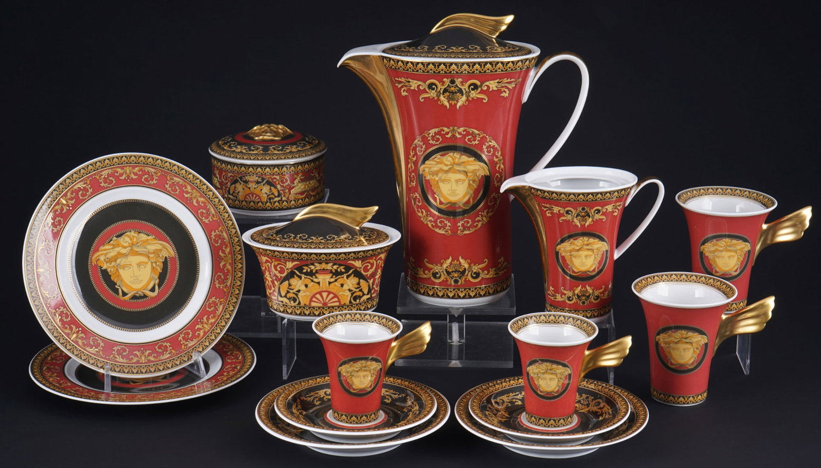 Rosenthal Versace Medusa coffee / mocha tete a tete, (1 of 8)