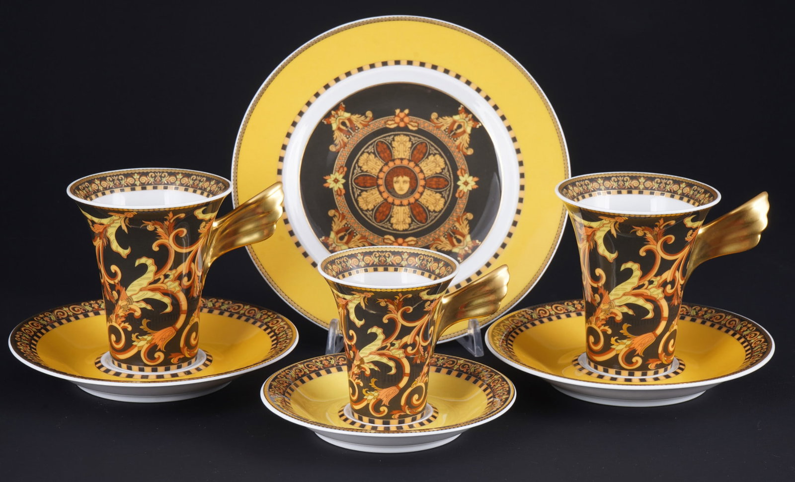 Rosenthal Versace Barocco 2 coffee cups with mocha cup, (1 of 4)