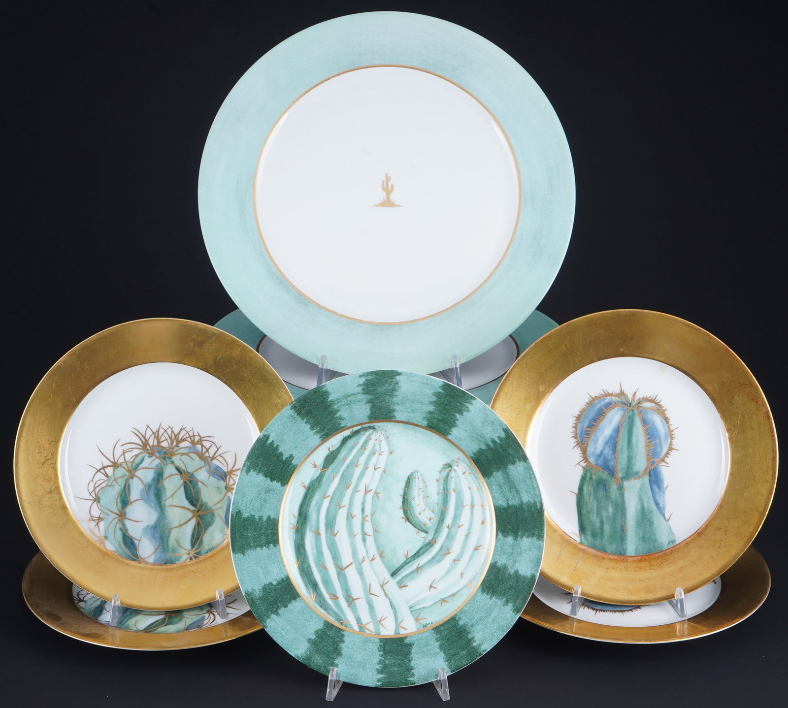Limoges Cactus 5 dessert plates and 2 charger plates, (1 of 6)
