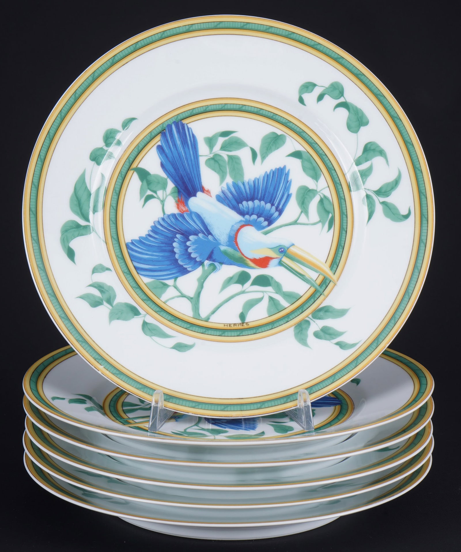 Hermes Paris Toucans 6 dessert plates, (1 of 4)