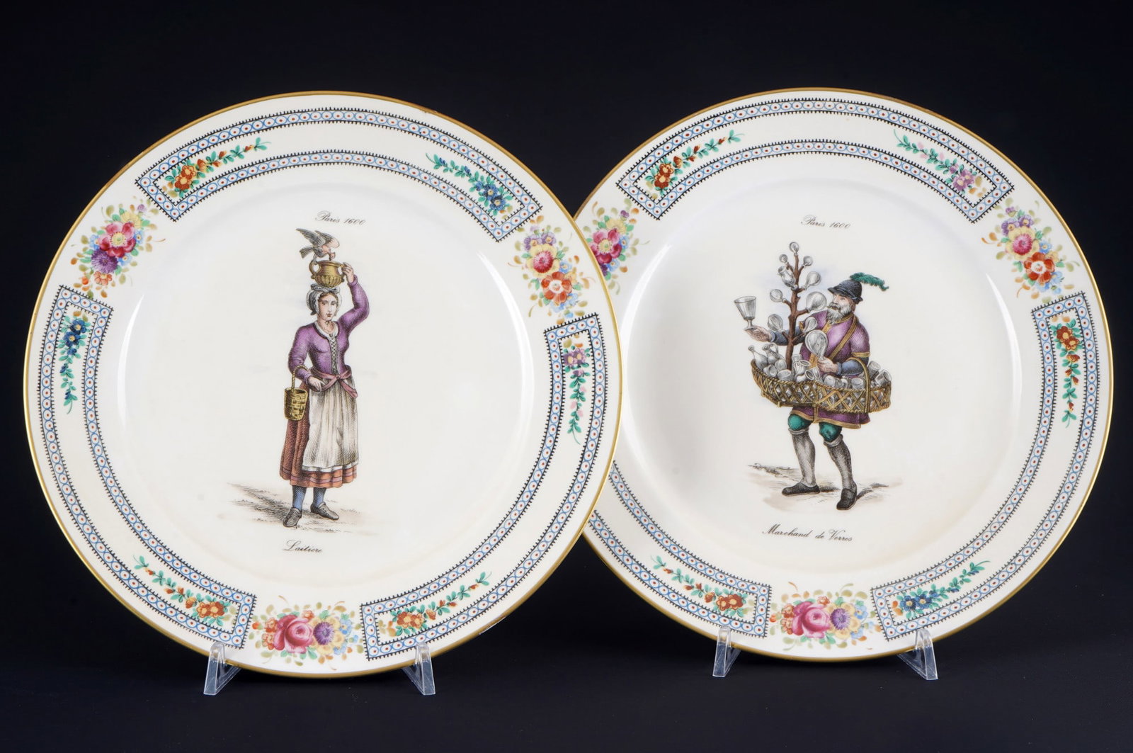 Sevres France Paris 1600 - 2 decorative plates, (1 of 8)