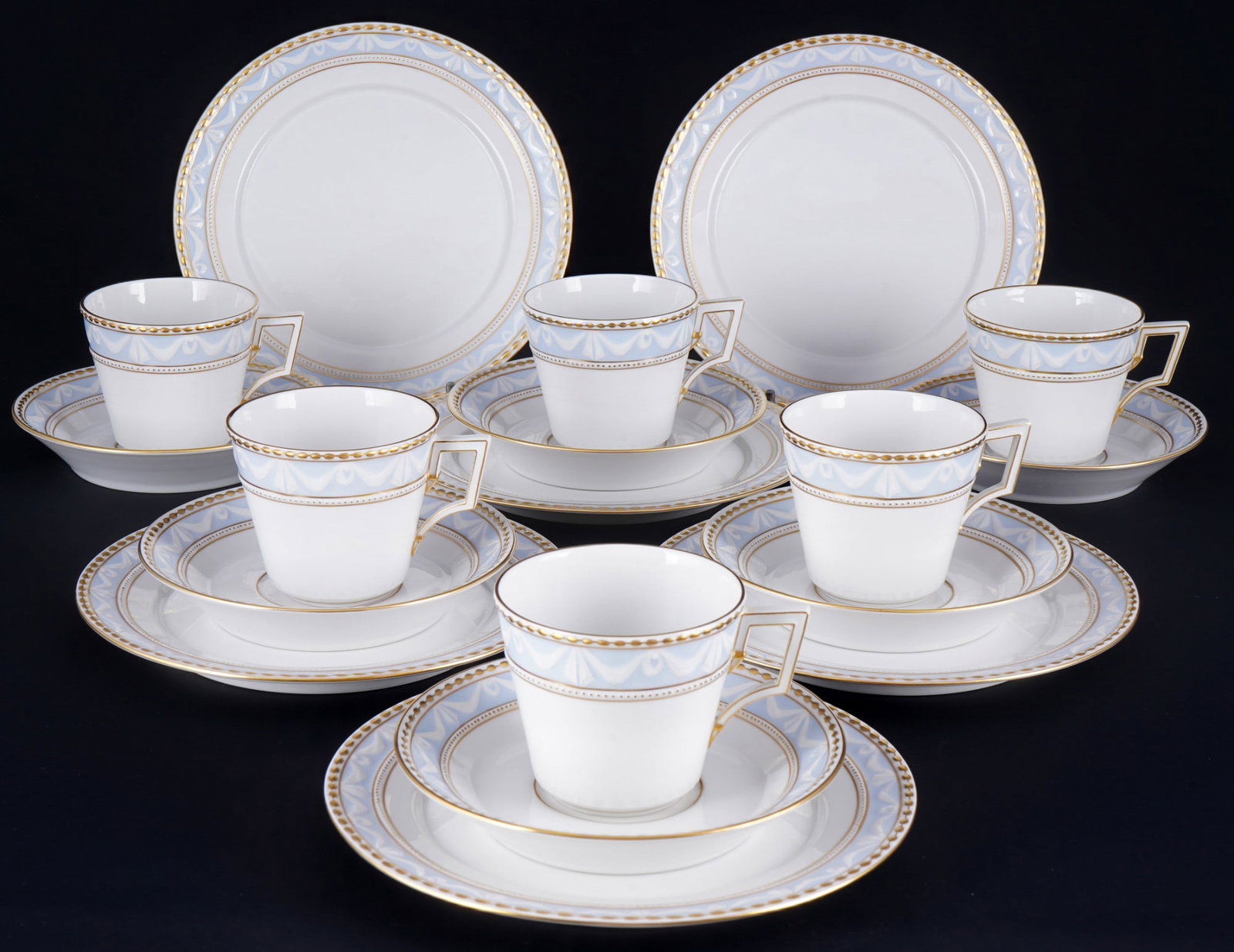 KPM Berlin Courland Light Blue 6 coffee place settings, (1 of 3)